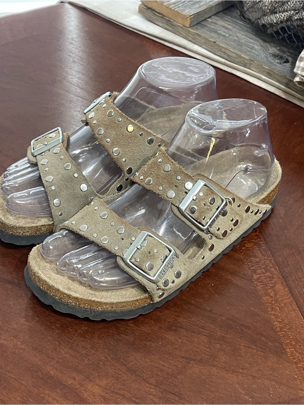 Birkenstock Arizona Rivets Suede Leather in Taupe 36
